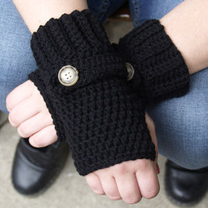 Black Fingerless Wristlets - MADE TO ORDER